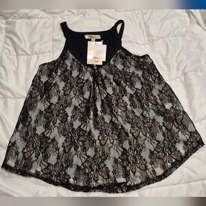 Rewind Black and Gold Lace Camisole